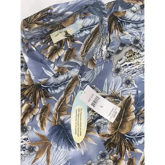 High Surf Blue & Beige Hawaiian Short Sleeve Shirt Men's Size Large - Picture 3 of 9